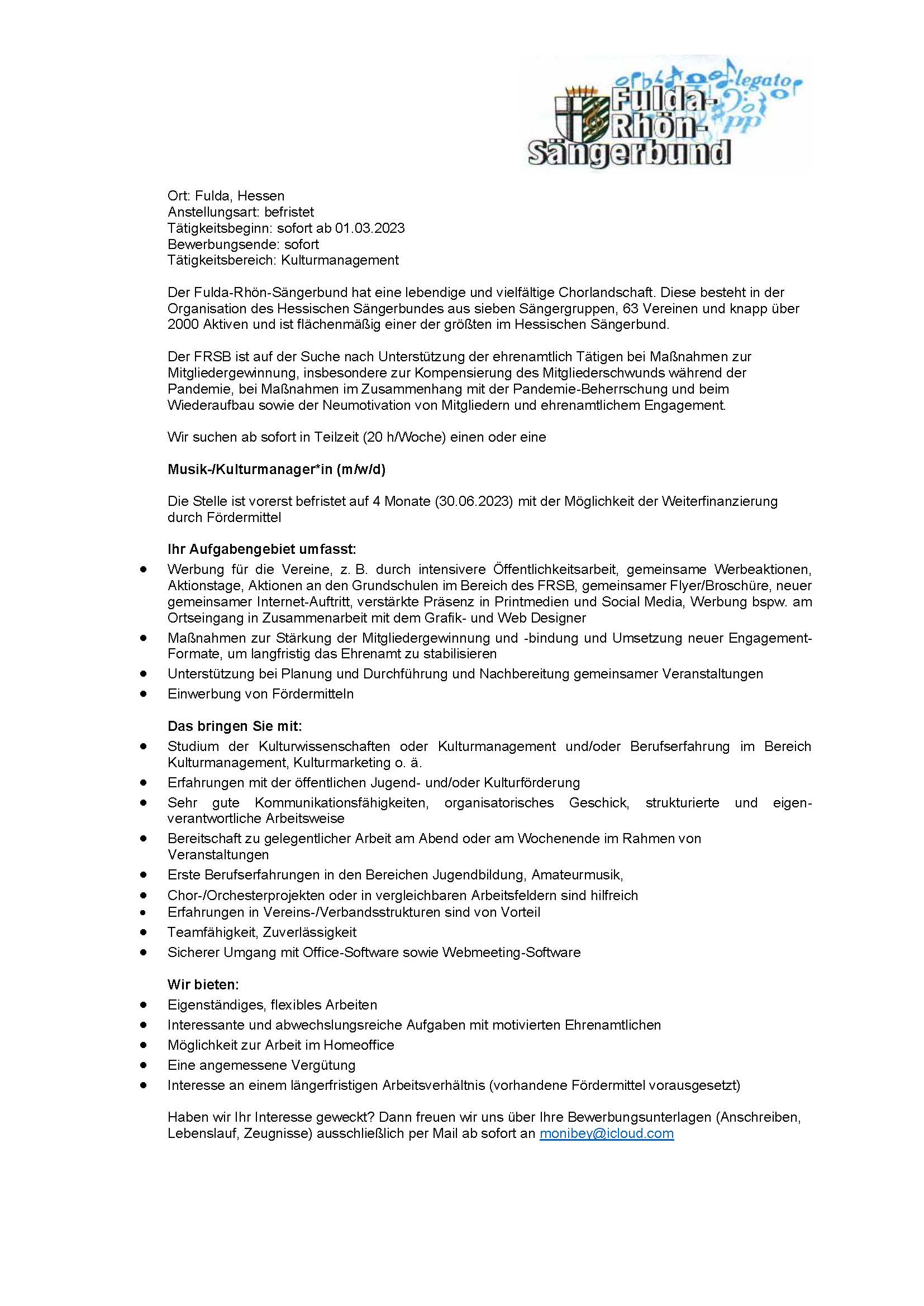 Bewerbung Kultur 2023
